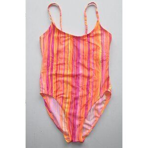 ISLANDER Orange Striped One Piece Swimsuit - Sz 12 - NEW